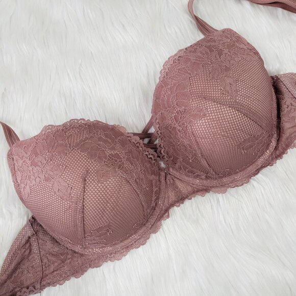 Torrid Curve Pink Lace Bra Size 46B Push Up Plunge Adjustable Women's Wired - Picture 8 of 10